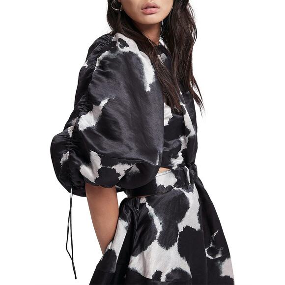 AJE Oxidised Puff-sleeved Cutout Linen-blend Mini Dress navy blue size US 2 AU 6 - Picture 5 of 16